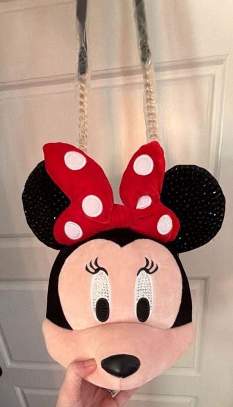 Disney x Aldo Minnie Mouse Plush Crossbody Handbag with Rhinestones